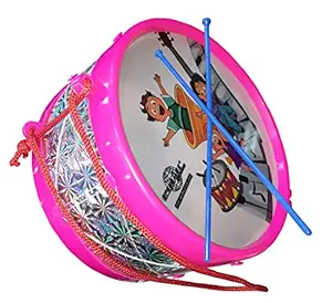 EVAN Musical Drum for Kids / Musical Dhol Toy with 2 Sticks and Hanging Thread Toy Musical Instrument for Toddlers Baby Girl and Boys (Assorted Design) (Drum Set)