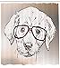Produktbild Moderner Duschvorhang Netter Hipster Welpe mit Brille Smart Dog Nerd Tier Humor Spaß Grafikdesign Stoff Badezimmer Dekor Set mit180CM Long White Tan