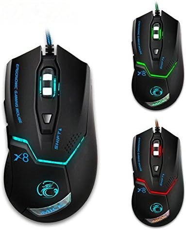 Gaming Mouse, MallTEK Wired Mouse 2400 DPI with 6 Buttons Computer Mice 4 Colors LED Breathing Equipped with High Performance Optical Sensors High Precision for Pro Gamer/ PC/ Laptop / Desktop (Black)