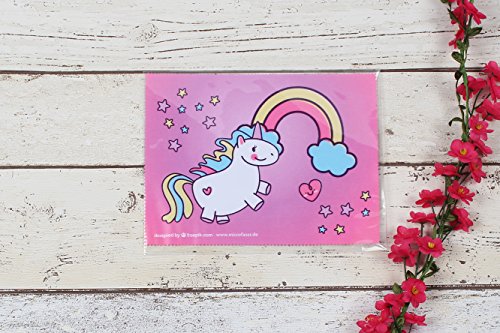 Microfaserbrillenputztuch mit Einhornmotiv-pink, 15x20 cm, für Brillen, Handy, Kamera, Haushalt, Geschenk uvm.