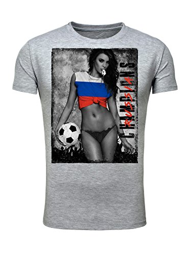 Legendary Items Herren T-Shirt EM 2016 Sexy Girl Frau Fußball Europameisterschaft Vintage Russland Russia grau M