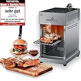GOURMETmaxx Beef Maker | Oberhitze Gasgrill aus Edelstahl für Temperaturen bis zu 800° C | Hochleistungs Gas Grill für Steaks wie vom Profi | Stufenlos regulierbarer Gas-Keramikbrenner | 3,5 KW