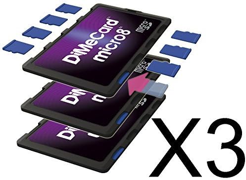 DiMeCard micro8 microSD Memory Card Holder 3-PACK (Ultra thin credit card size holder, writable label)