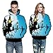 Produktbild FeiBeauty Männer und Frauen Halloween 3D Dark Forest Baum Haunted House Print Junge Mode Hoodie Joker Halloween Party Langarm Kordelzug Mond Tasche Pullover Top