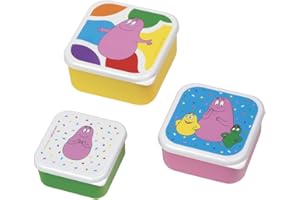 BARBAPAPA (BASZN) Petit jour – Set de 3 almuerzos o merienda para niños – Pequeño, mediano, grande – encajan entre sí – Polipropileno – Barbapapa