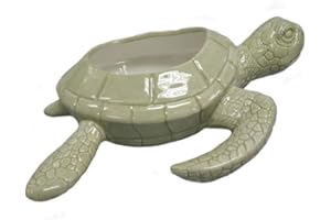 Comfy Hour Ocean Voyage Collection 9" Sea Turtle Succulent Planter Flower Bud Pot Decorative Small Plant Vase, Palegreen, Dolomite