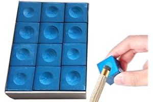 Angeer Professional Snooker Chalk Cubes 12 Pack - High Grip Cue Tip Chalk for Pool, Billiards, Snooker Accessories, Non-Slip Durable Blue Chalk Box
