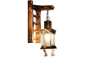 FUMIMID Rétro Solide Lampe Murale En Bois Verre Métal Éclairage Mural Vintage Industrielle Lampe Murale Intérieure E27 Rustique Antique Mur Bougie Lampes Salon Loft Bar Café Restaurant Chambre,A