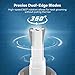 Nose Trimmer with Stainless Steel Dual-Edge Blades, Anjou Groomer for Nose, Ear and Facial Hair (Detachable Head, Washable Design, LED Light, 2 x AA Batteries for 90 Hours of Trimming per Battery) - Silver