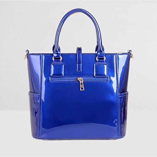 Preisvergleich Produktbild Frauen-Leder-glänzender Spiegel-Teilverpackung Drei-Stück-Handtaschen-Schulter-Diag... Dreidimensionale Vier Farboptionen,Blue