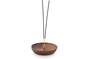 SAMHITA Round Wood Incense Tray Incense Plate Holder Ash Catcher for Home Decoration Home Office Club Aromatherapy (5 x 5 x 1 inch)