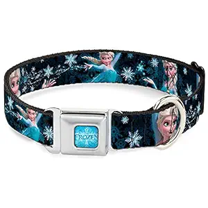 Buckle-Down DC-WDY168-WL DYEA Frozen Logo Full Color Blues Dog Collar, WIDE-Large/18-32