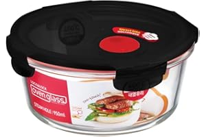 ‎LOCKNLOCK LOCK & LOCK Frischhaltedose aus Glas mikrowellengeeignet - Oven Glass - Auflaufform rund mit Deckel für Backofen, Mikrowelle & zum Einfrieren, versch. Größen (950ML)