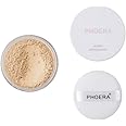 PHOERA AQUAPURITY - Loose Makeup Setting Matte Face Powder + Puff, Long Lasting Lightweight Foundation Make Up Fixer Beauty Blender Highlighter Palette Flash Photography (102 - Cool Beige)
