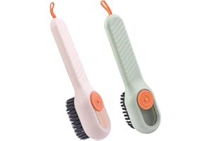 MELEBELLOT 2 Stück Schuhputzbürste, Schuhbürste mit Spülmittelspender, Der Griff Ist Ergonomisch Gestaltet mit Aufhängeloch, Weichen Borsten