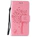 Produktbild Nancen Wallet Case Tasche Hülle für LG LEON LTE / C40 / H340N H320 (4,5 Zoll) Flip Schutzhülle Zubehör Lederhülle mit Silikon Back Cover PU Leder Handytasche im Bookstyle Stand Funktion , Schmetterling Schnalle Magnet , Baum und Katze Muster Flip Funktion Kartenfächer Etui Schale ,Schütze Dein Telefon