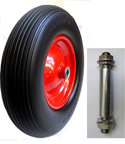 PU Schubkarrenrad 4.80/4.00-8 Ø390 mm stahlfelge inkl. Achse, 200Kg - 2