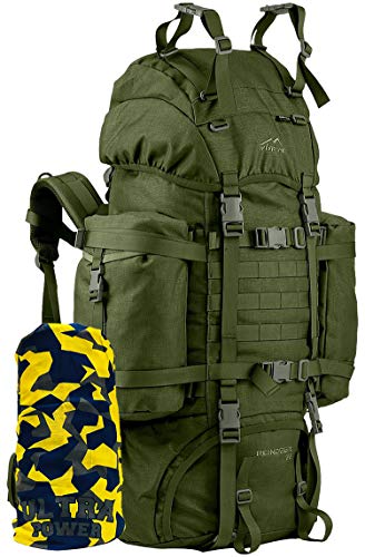 Wisport Trekking-Mochila Robusta + Ultrapower Tubular | Expedición | Viaje | Campamento | Escultismo | Exterior | Cordura | Reindeer 55 L, Camuflaje:Olive Green