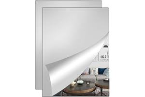 QEEYON 2 Pcs Specchio Adesivi da Parete, 30 x 21cm Specchio Adesivo in Acrilico A4 per Pareti, Sicuro Specchio Non in Vetro Specchio Flessibile Adesivo per Decorazione Della Casa