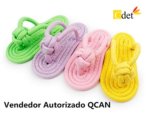 Cdet 2X Masticar juguetes ropes zapatillas perro juguetes resistente a morder los dientes juguetes de perro multicolor zapatillas de algodón para mascotas,Color aleatorio,8*15CM