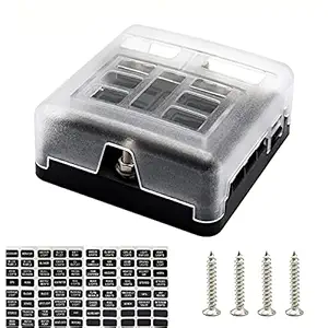 Haibing 6-Way LED Blade Fuse Box with Negative Bus Bar Car Automotive Marine 12V Confuence Line