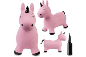 sun baby Saltador Hinchable para Niños hasta 45 Kg sin BPA, de 1 año, Pelotas saltarinas para niños (Unicornio Rosa y Negro)