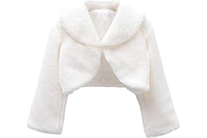 Flora Veste boléro/manteau fausse fourrure pour fille, à manches longues, ivoire