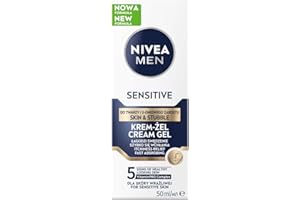 ‎NIVEA NIVEA MEN Sensitive Nawilżający krem-żel do twarzy i zarostu dla mężczyzn z rumiankiem i prowitaminą B5 dla skóry wrażliwej, 50 ml