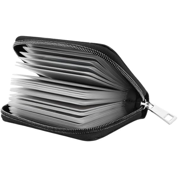 Portafoglio Uomo Slim In Pelle - 22 Slot Carte, Anti-RFID, Design Minimalista, Nero