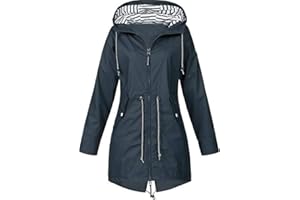 NTNY3 Giacca Impermeabile Antipioggia Cappotto Lungo con Cintura Giacche A Vento Donna Leggera con Cappuccio Taglie Forti Ragazza Cappotti Giubbotto Trekking Zip Sportiva Parka