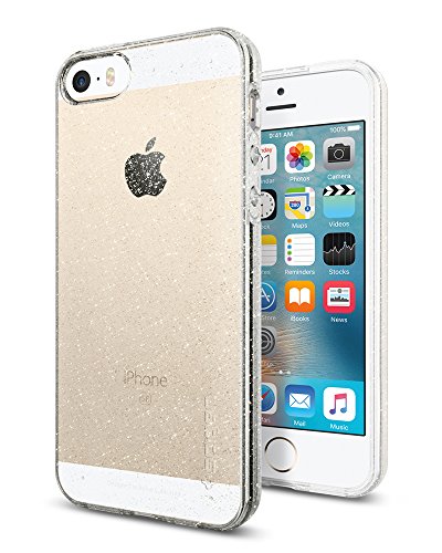 iPhone 5 / 5S / SE Case, SpigenÂ® [Liquid Armor] [Glitter Crystal Quartz] SOFT-FLEX **NEW** Silicone Shockproof Protection, Premium Flexible Soft TPU slim thin clear cover for iPhone 5 / 5S / SE - (041CS21959)