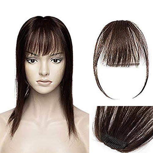 Fausse Frange Chatain Frange a Clip Cheveux Naturel Chatain Clip Frange [Frange:5