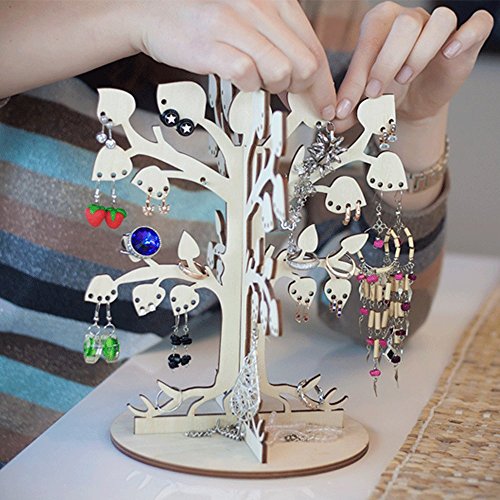 Schmuckbaum Aufbewahrung fur Ohrringe – Schmuck Stander auf Holz – Schmuckhalter fur Ketten – Schmuckstander in Baum form – Halter fur Kette – Ohrringständer fur Geschenke - 3