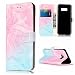 Produktbild Galaxy S8 Hülle, Galaxy S8 PU Leder Klapphülle Lederhülle,Surakey Handyhülle Samsung Galaxy S8 PU Leder Wallet Tasche Brieftasche Schutzhülle, Marmor Serie Malerei Muster Handys Schutz Hülle PU Leder Flip Hülle Ledertasche im Bookstyle Cover Schale Weiche Silikon Etui Karten Slot und Magnetverschluß Etui Handytasche Flip Wallet Case Kunstleder Tasche Cover für Samsung Galaxy S8 - Rosa Grün Marmor