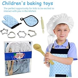 11pcs Kids Cooking and Baking Set - Kit de jouets pour enfants Jeu de rôle Ustensiles de cuisine Outils de pâtisserie Comprend Tablier Chef Hat Mitt Cuisson Outils de cuisson pour garçons Filles