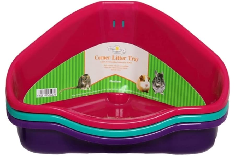 Walter Harrison's Corner Pet Toilet Litter Tray For Small Animals - Rabbits, Chinchillas, Guinea Pigs, Ferrets, Rats - Medium - 34 cm