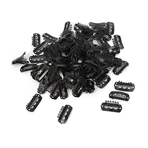 Sourcingmap Metal Lady Man Hair Wig Extension Hairclip 2.3cmx1.1cm, Black - 100-Piece