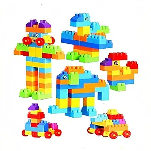 PULSBERY Non-Toxic Big Size Building Block Game Set for for 3-8 Years Old Kids Boys & Girls,Multi Color,Pack of 200 Piece (Building Block Toy)