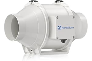 Hon&Guan Rohrventilator 100mm Leise, Rohrlüfter mit EU-Stecker, Einstellbarer Hoher und Niedriger Modus Inline-Kanalventilator Badlüfter für Büro, Wachstumszelte, Hydroponik