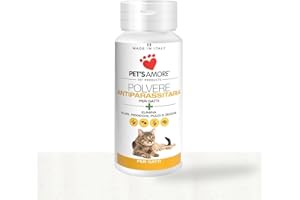 Pet's Amore- Polvere Antiparassitaria per Gatti 100 gr. Elimina Pulci, Pidocchi, Acarie e Zecche