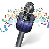 Hizek Microphone sans Fil, Microphone Bluetooth LED avec Haut-Parleur, Karaoké P