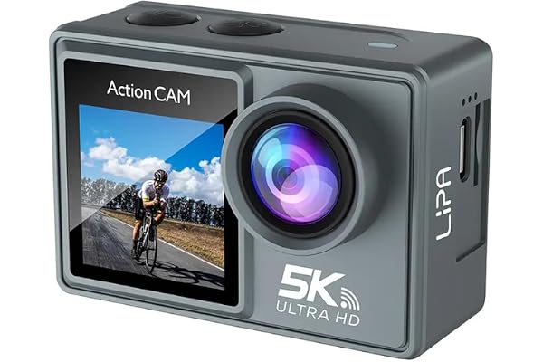 Lipa AT-M40R 5K actionkamera IPS Wifi - vattentät actionkamera - IMX-sensor - 21 tillbehör - 5K-upplösning - dubbel skärm - Micro USB-anslutning - SD upp till - fjärrkontroll -4K 60 FPS