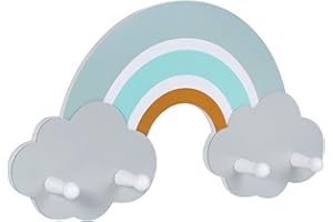 Kindsgut appendiabito da parete in legno per bambini, Appendiabiti per bambini, 4 appendini, per giacche e zaini, multicolore, Finn