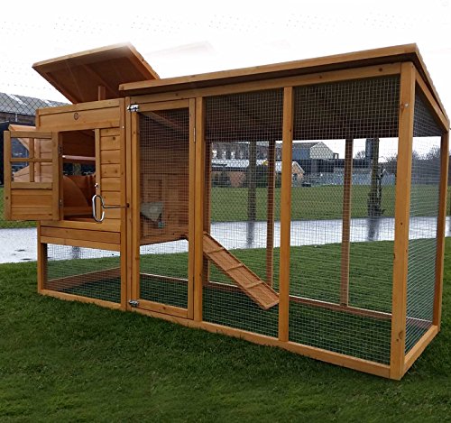 GROSSER HÜHNERSTALL 2.5M COCOON MIT NISTKASTEN UND DACH KANN GEöFFNET WERDEN ZUR REINIGUNG