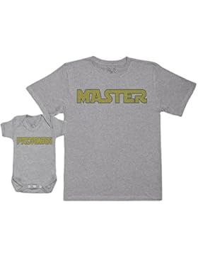 Master & Padawan - Passende Vater Baby Geschenkset - Herren T-Shirt & Baby Strampler / Baby Body