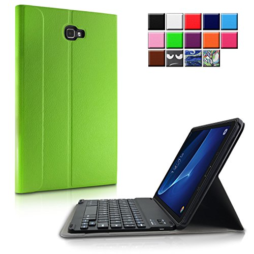 Infiland Samsung Galaxy Tab A 10.1 Slim Bluetooth Tastatur Hülle- Ultradünn leicht SmartShell Ständer Schutzhülle mit magnetisch abnehmbar drahtloser Bluetooth Tastatur für Samsung Galaxy Tab A 10.1 Zoll Wi-Fi/ LTE (2016) SM-T580N/SM-T585N Tablet-PC(QWERTZ Tastatur,Grün)