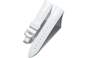 BINLUN Oryginalny pasek do zegarka ze skóry cielęcej, zamiennik paska dla mężczyzn i kobiet, ze srebrnym/złotym/różowego złota, motylkiem, klamra 12 mm, 13 mm, 14 mm, 16 mm, 17 mm, 18 mm, 19 mm, 20 mm, 21 mm, 23 mm, 24 mm