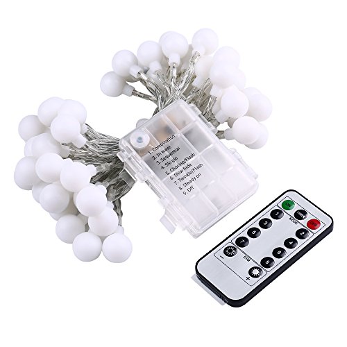lederTEK LED Lichterkette Außen Batterie Kugel 5.3M 50 LED 8 Modi Außenlichterkette Batteriebetriebe Wasserdicht mit Fernbedienung Weihnachtsbeleuchtung Beleuchtung für Weihnachten, innen, Party, Hochzeit, Festen - 2