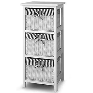 Korbregal Standregal Regal Holzregal aus Paulownia-Holz 3 Körbe schwarz