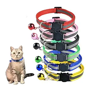 Kiki N Pooch Nylon Reflective Safety Cats Collar with Bells - Red, Nylon, (Pack of 1)